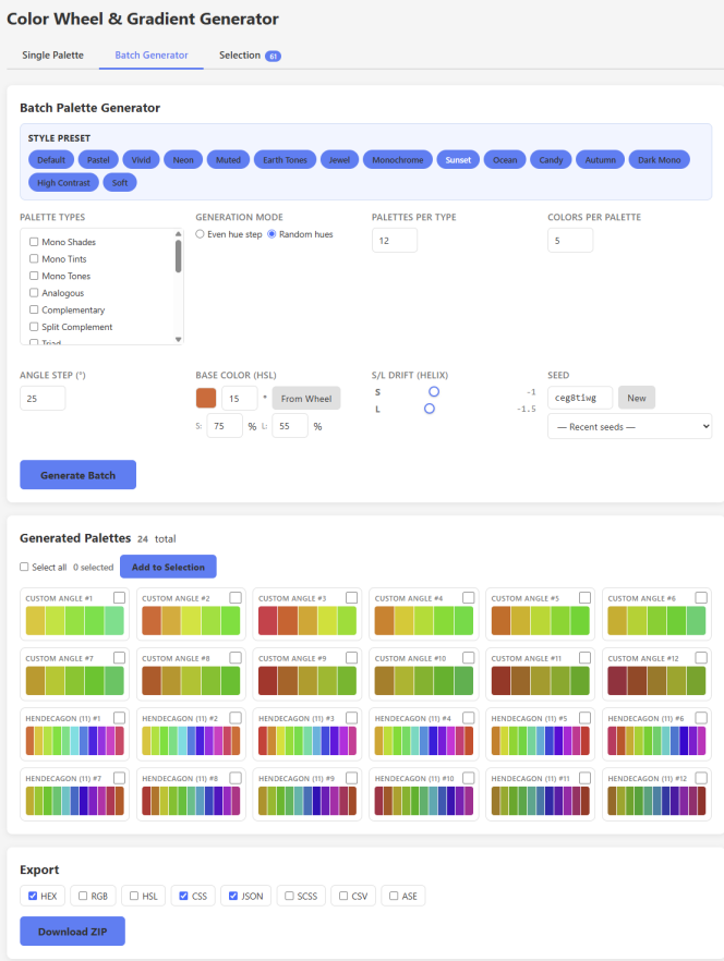 Color Palettes Preview 2